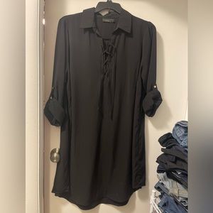 Apt 9 Black Women’s Collared MIDI Shirt Dress Plus 1X
